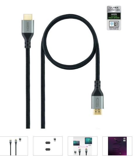 Nanocable HDMI 2.1 Cable Certified Ultra HS MM 2m Μαύρο χρώμα